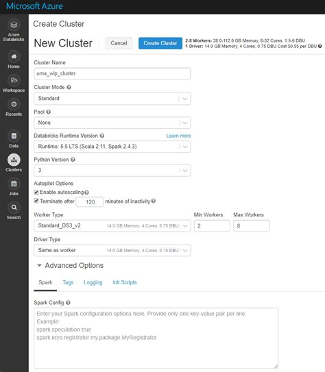 Image result for Advanced Section in Azure Databricks Workspace