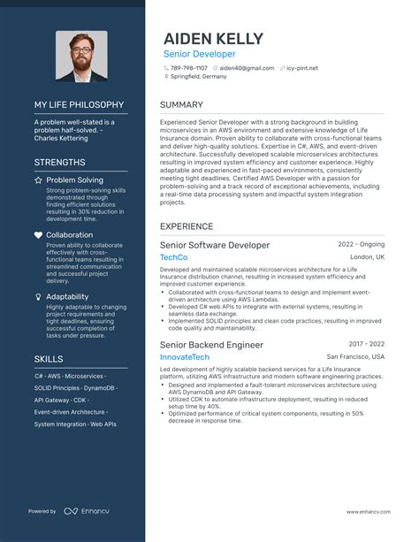 Senior Developer Resume Examples に対する画像結果