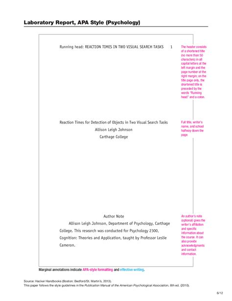 Toradh íomhá ar APA Format Lab Report Template