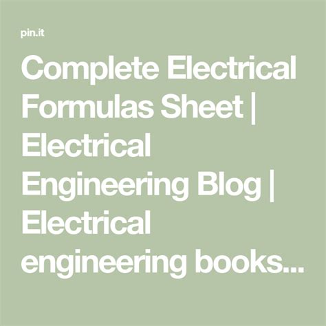 Image result for Important Electrical Formulas