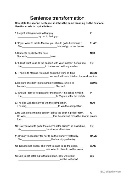 Sentence Pattern Transformation Exercises with Answers के लिए छवि परिणाम