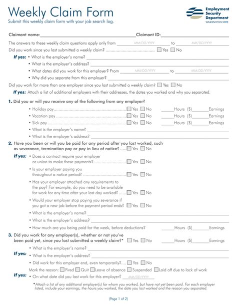 Image result for Pua Weekly Claim Form