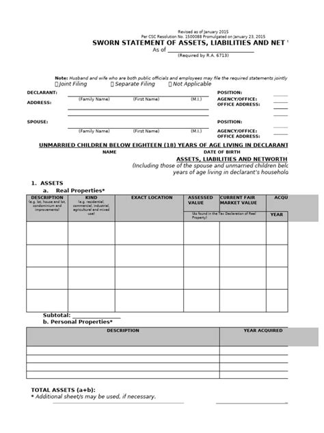 Image result for SALN Form Example