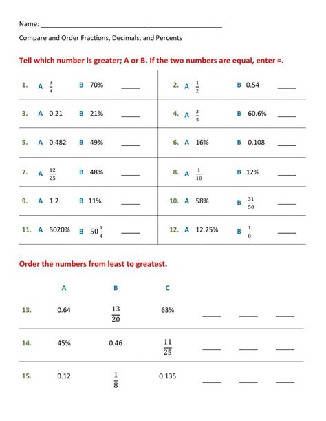 Toradh íomhá ar Compare and Order Whole Numbers Worksheet