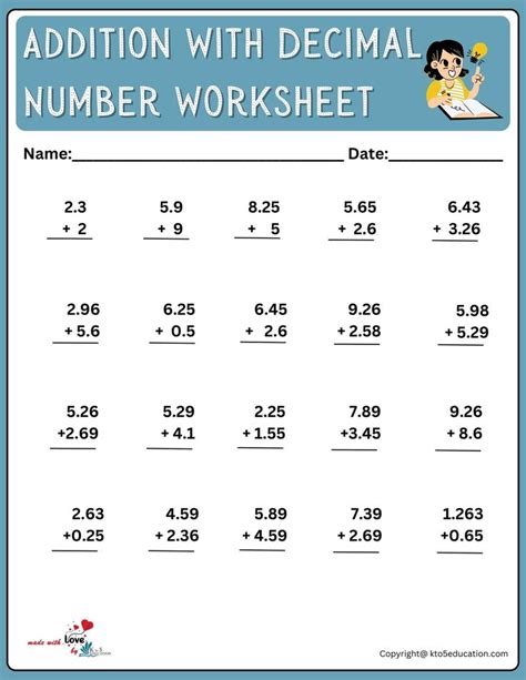 Image result for Decimal Addition Practice Worksheets