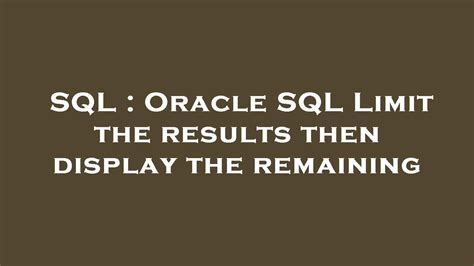 Image result for Limit Oracle SQL
