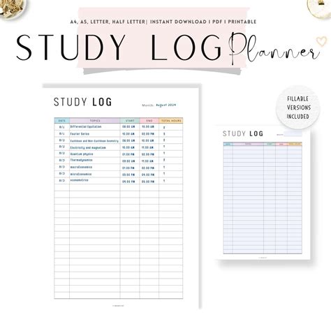 Image result for Study Log Template