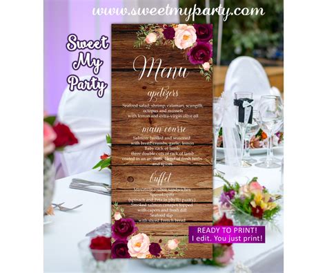 Rustic Wedding Menu Card కోసం చిత్ర ఫలితం