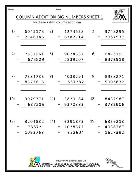 Image result for 4th Grade Math Worksheets Addition