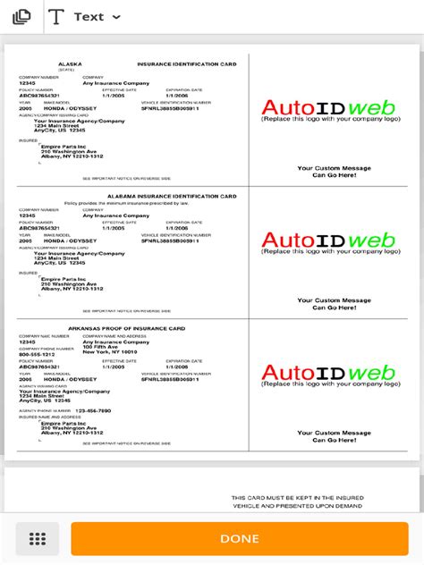Root Insurance Card Template に対する画像結果