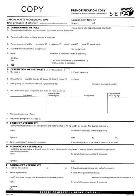 Image result for Waste Consignment Note Template