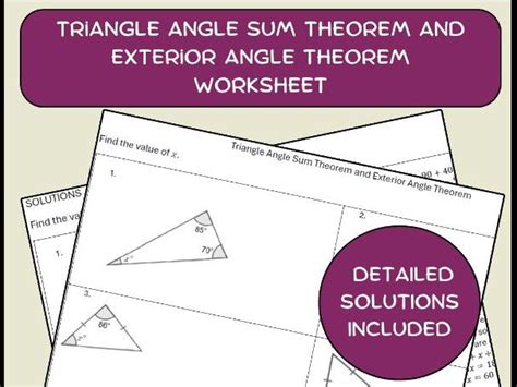 Image result for Triangle Angle Sum Theorem Worksheet