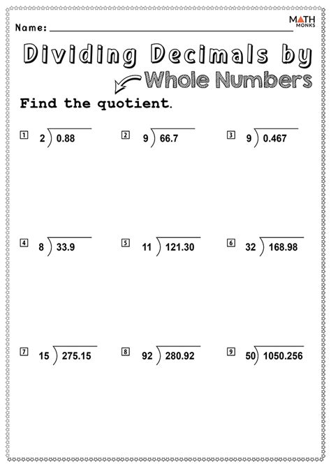 Image result for Math Worksheets Divide Decimals