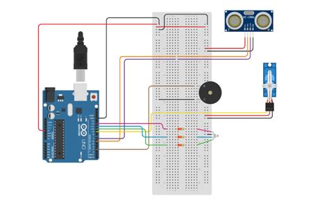 Toradh íomhá ar Ultrasonic Sensor and Buzzer Arduino Code