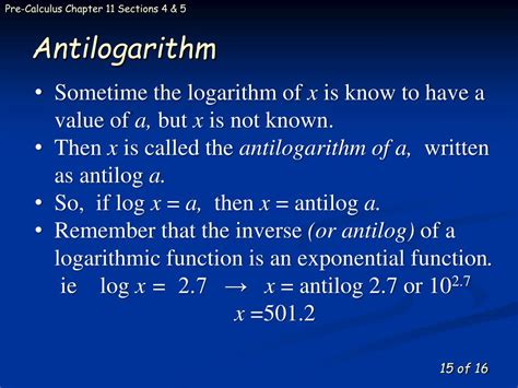 Image result for Antilog of Exponential Function