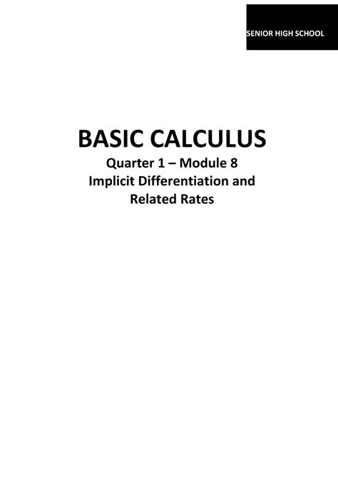 Toradh íomhá ar Basic Calculus Quarter 3 Module Differentiation