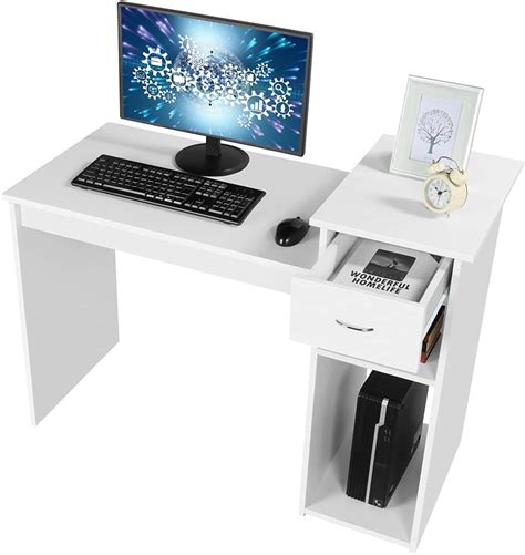 Image result for Compact Computer Desk with Printer Shelf Whitewash