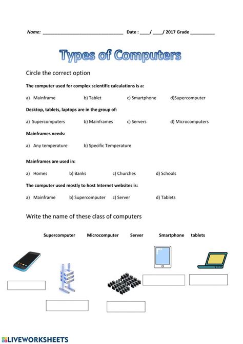 Afbeeldingsresultaten voor Class 2 Computer Worksheet