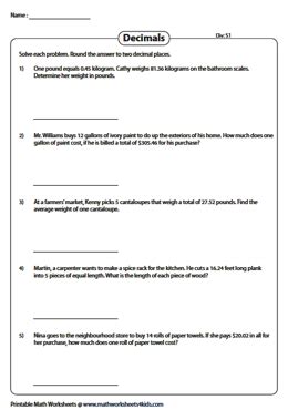 Image result for Decimal Division Word Problems Worksheet
