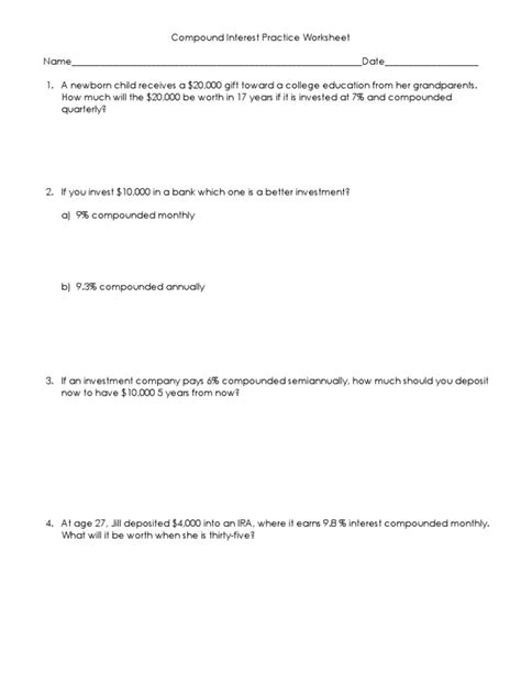Image result for Compound Interest Practice Worksheet
