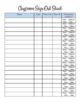 Image result for Classroom Sign Out Sheet Freee