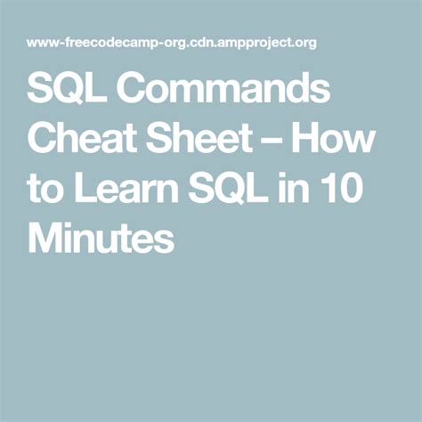 Image result for SQL Commands Cheat Sheet