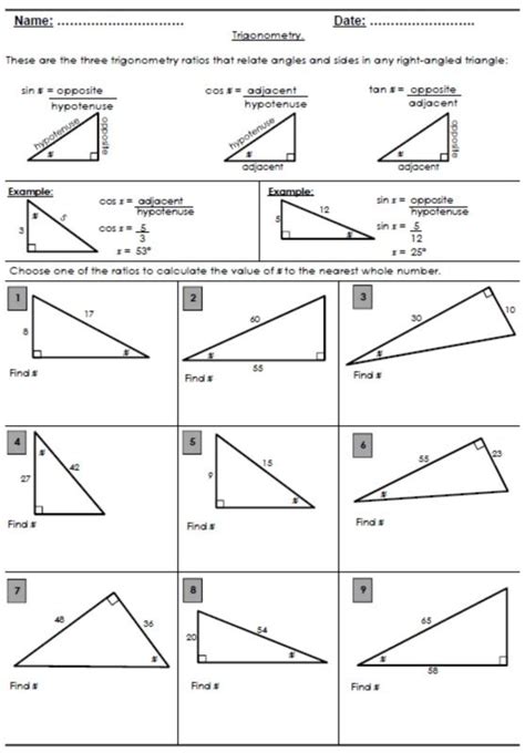 Image result for Basic Trigonometry Worksheet