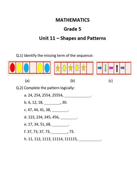 G5 Math Worksheet Pattern に対する画像結果