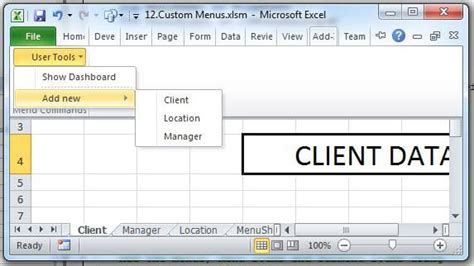Image result for Excel VBA Menu Submenu