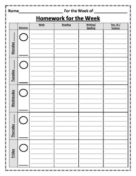 Résultat d’images pour Weekly Assignment Sheet