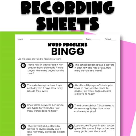 Image result for Single Step Word Problems All Operations Printable
