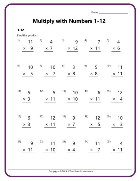 Image result for Third Grade Math Worksheets Multiplication