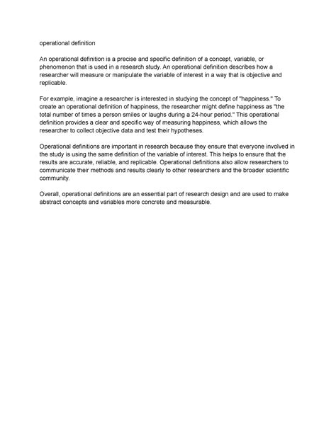 Image result for An Operational Definition Example