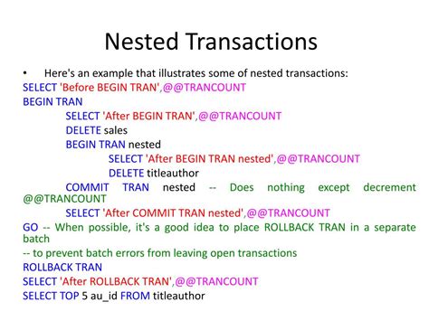 Image result for Nested Begin Transaction in SQL