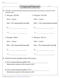 Image result for Compound Interest Algebra Worksheet