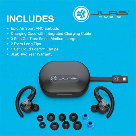 Buy JLab Epic Air Sport IEUEBEAIRSPTNCRBLK TWS Earbuds with Active ...