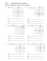 Image result for Rational Function Graph Worksheet PDF