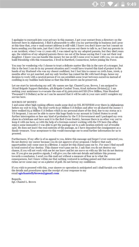 Nigerian Email Scam Example に対する画像結果