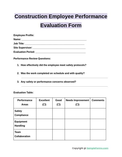 Image result for Sample Employee Performance Evaluation Form
