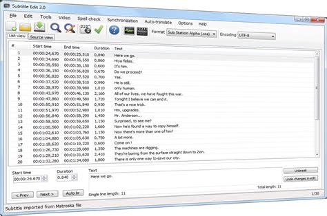 Image result for Subtitle List with Timecode