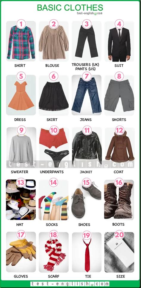 Toradh íomhá ar ESL Clothing Vocabulary