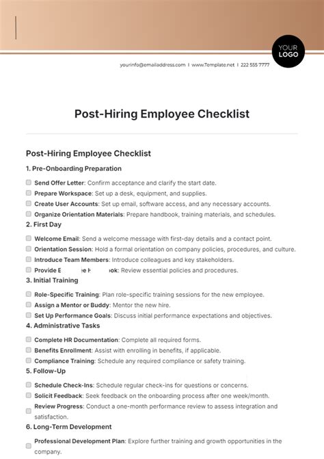 Image result for Sample Employee Checklist