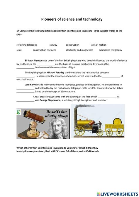 Résultat d’images pour Science vs Technology Worksheet