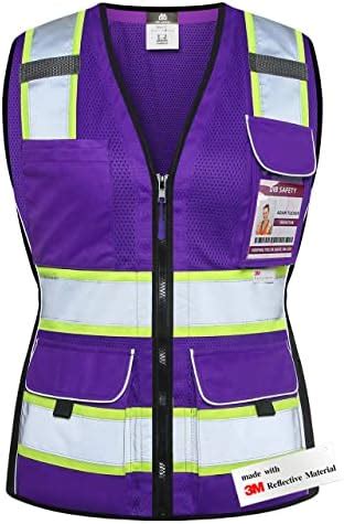 Image result for Puple Safety Vest with Reflective Stripes