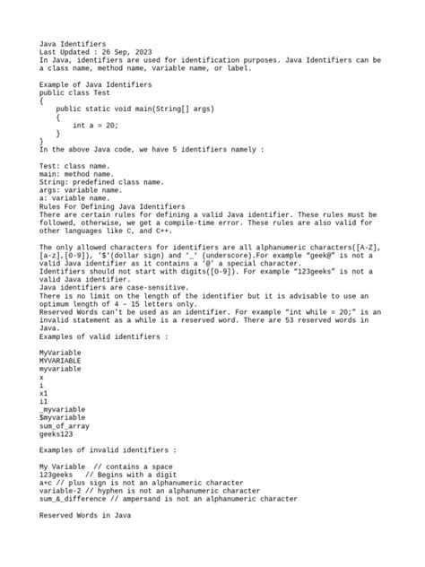 Identifiers Meaning in Java に対する画像結果