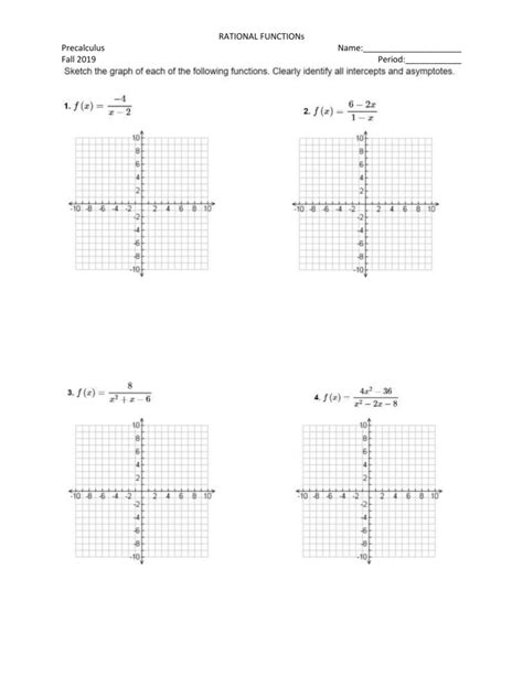 Image result for Graphing Rational Functions Worksheet
