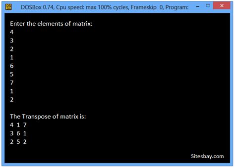 Toradh íomhá ar Write a Program to Transpose a Matrix