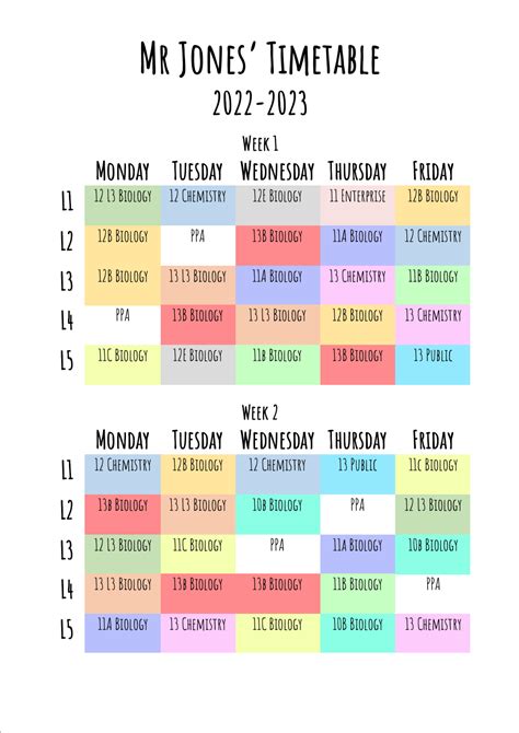 Image result for Timetable Lesson TES