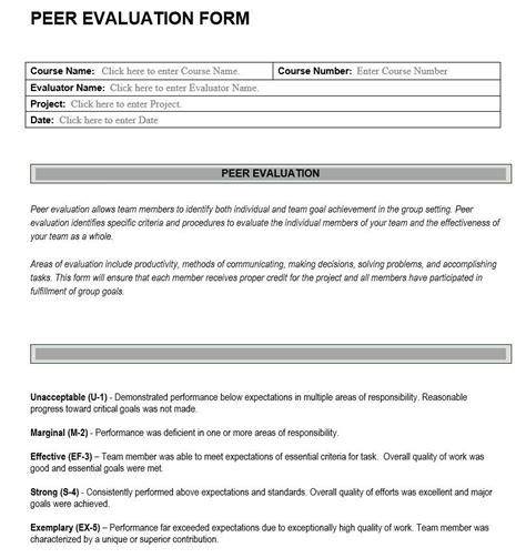 Image result for Peer Evaluation Form Sample
