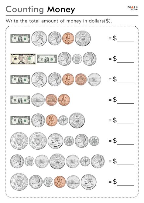 Toradh íomhá ar Counting Back Money Worksheets
